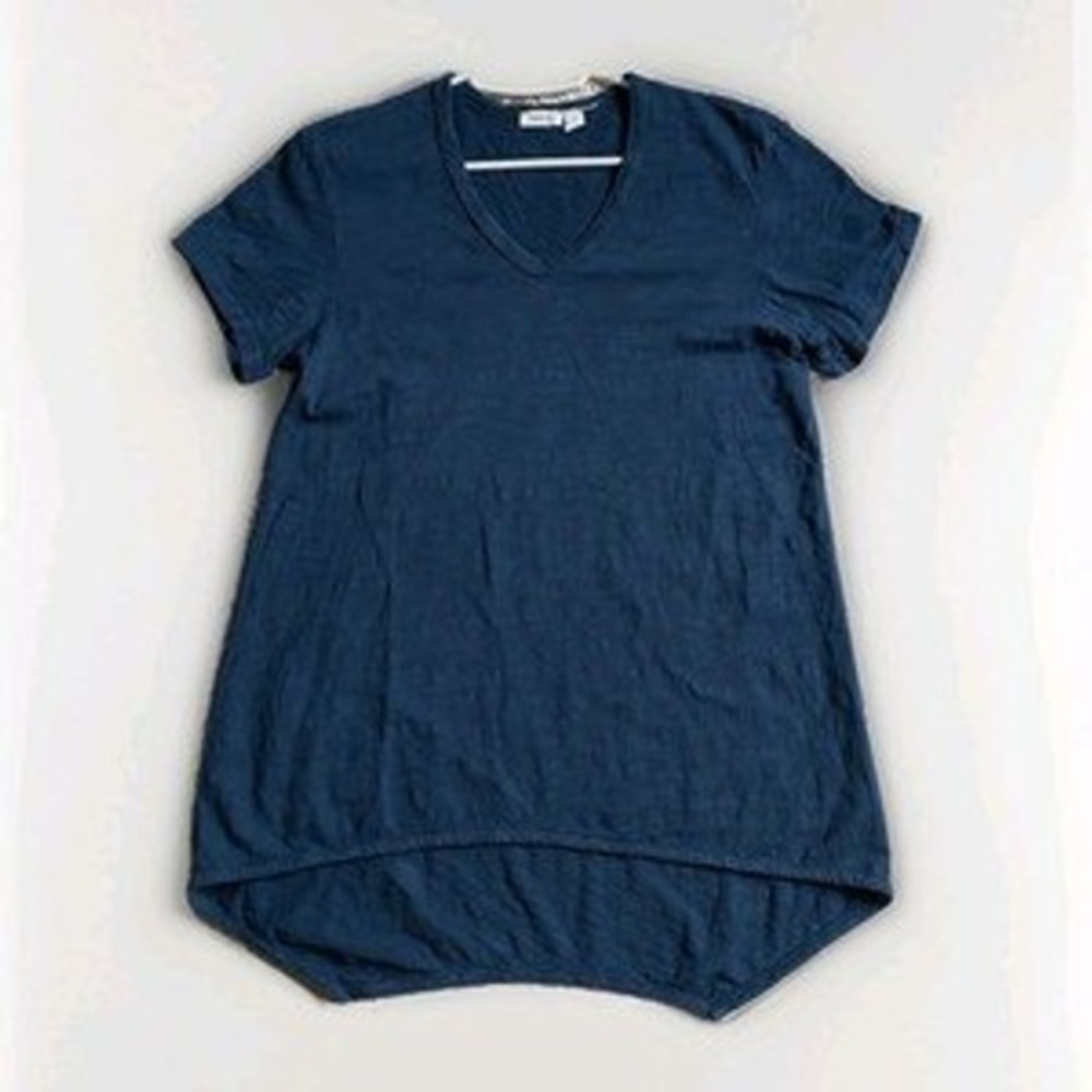 Wilt T Shirt Top Womens XS Blue Asymmetrical Casual Cotton Sustainable MadeInUSA